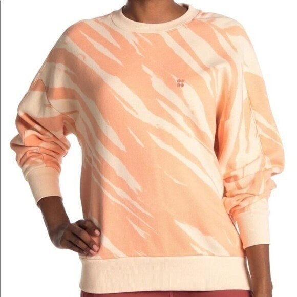 Sweaty Betty Womens Sweatshirt Pants Set Size Small Peach Animal Print Fleece - Picture 6 of 9